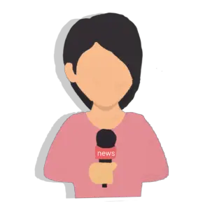 Animated news reporter woman